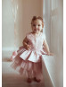 Blush Lace Tulle Peplum Flower Girl Dress